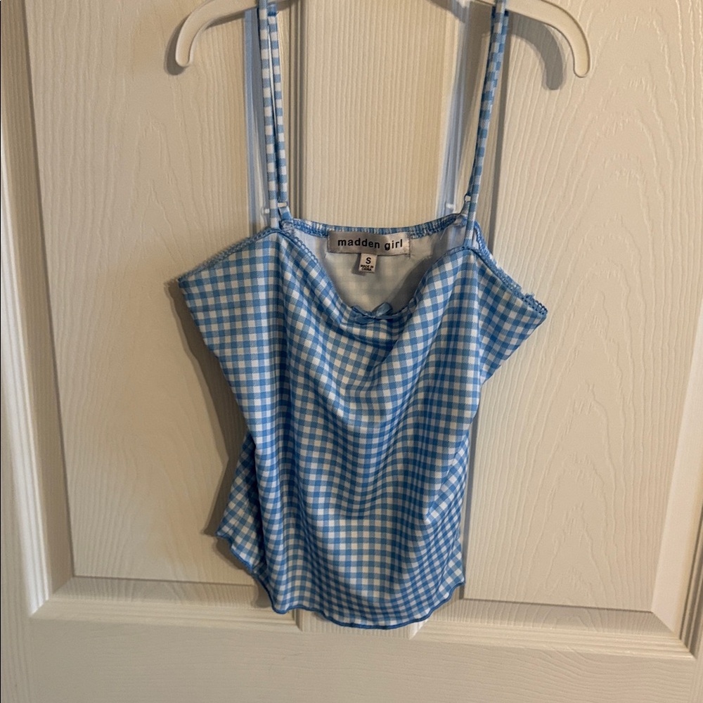 Madden Girl Light Blue Gingham Camisole